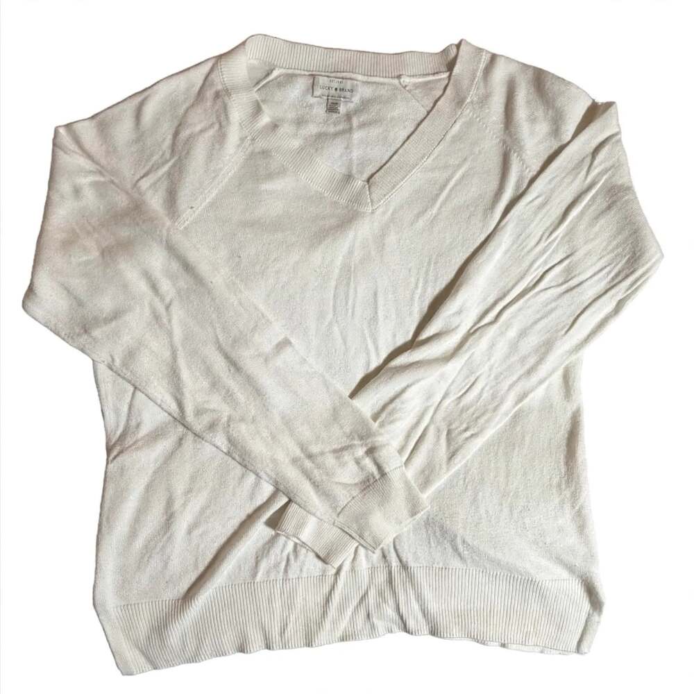 Lucky Brand Women's V-Neck Long Sleeve Cotton Blend Pullover Sweater